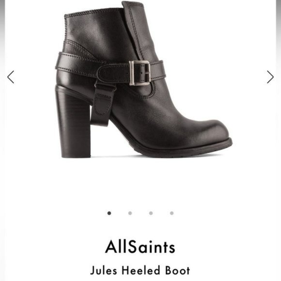 Allsaints jules Block heeled black Leather biker boots in EU 39 buckle wrap - Picture 16 of 16